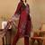 women rust organza floral embroidered straight kurta trousers with dupatta