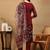 women rust organza floral embroidered straight kurta trousers with dupatta
