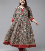 Women'S Plus Size Floral Printed Anarkali Kurti (Multi)