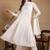 women off white poly georgette solid embroidered a-line kurta trousers with dupatta
