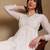 women off white poly georgette solid embroidered a-line kurta trousers with dupatta