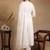 women off white poly georgette solid embroidered a-line kurta trousers with dupatta