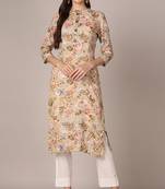 Women brown printed rayon ethnic kurti