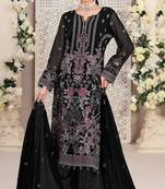 Black color embroideried faux georgette semi stitched salwar suit