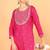 Women pink printed cotton ethnic kurti