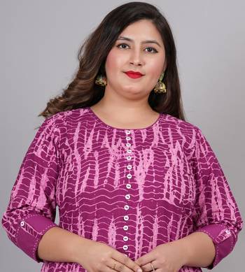 Plus Size Women'S Tie & Dye Printed Anarkali Kurti(Purple) 5