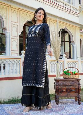 Women'S Rayon Geomatrical Printed Kurti (Black) 4