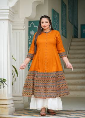  women's plus size rayon zig-zag printed a-line kurti (multi) 2