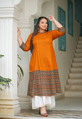  women's plus size rayon zig-zag printed a-line kurti (multi) 4