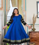 Women'S Plus Size Blue Anarkali Kurti (Blue)
