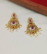 Shinning  ad ruby emerald embedded chandbali with pearls