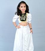 Aglare girls satin/velvet ,beautiful, dhoti set for girls suit, white green