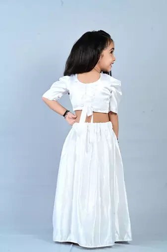 Aglare girls satin/velvet ,beautiful, dhoti set for girls suit, white green
