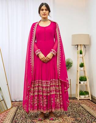Fusionic pink anarkali suits ethnic-suits with dupatta 1