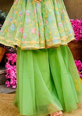 Fusionic green sequins work anarkali-salwar-kameez with dupatta 4