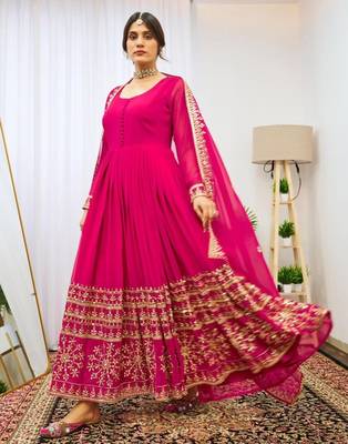 Fusionic pink anarkali suits ethnic-suits with dupatta 2