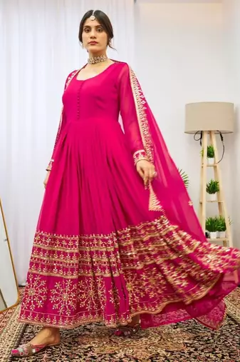 Fusionic pink anarkali suits ethnic-suits with dupatta