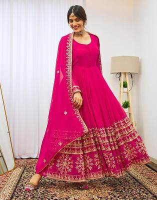 Fusionic pink anarkali suits ethnic-suits with dupatta 3