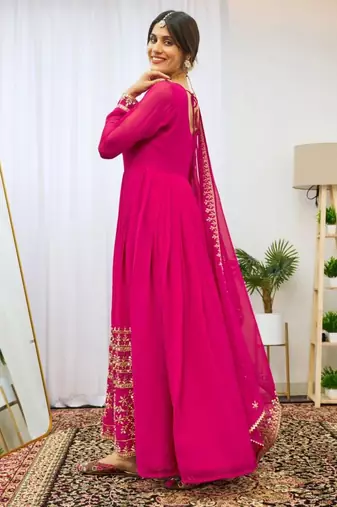 Fusionic pink anarkali suits ethnic-suits with dupatta