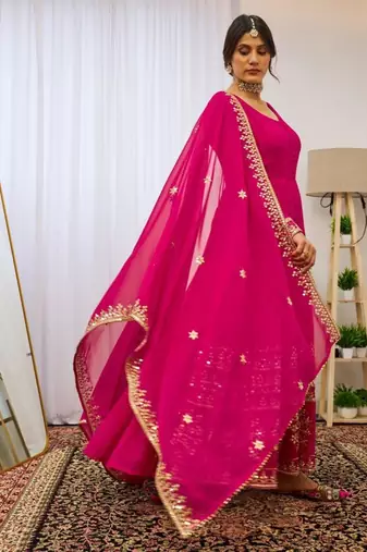 Fusionic pink anarkali suits ethnic-suits with dupatta