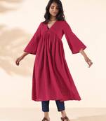 carrot cotton dobby flared kurta pant set