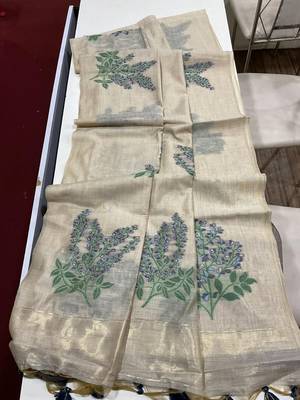 Blue soft muga cotton zari weaving saree festive wear 5
