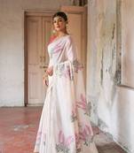 Pink soft muga cotton zari weaving saree festive wear