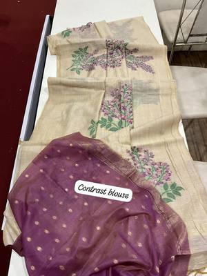 Wine soft muga cotton zari weaving saree festive wear 5