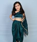 Aglare girls's  organza,chinnon,dhoti set ,girls suit salwar,dhoti set rama  green