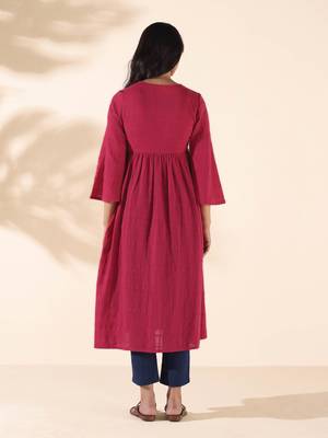 carrot cotton dobby flared kurta pant set 2