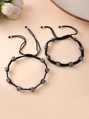 silver-plated black  threaded anklet 2