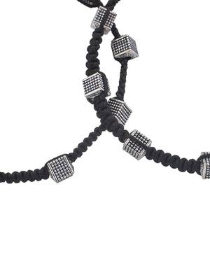 silver-plated black  threaded anklet 3