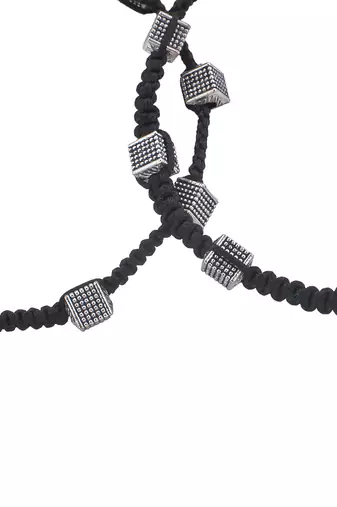 silver-plated black  threaded anklet