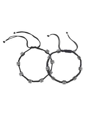 silver-plated black  threaded anklet 4