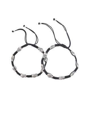 Silver plated fish charm & beded thered anklet 3