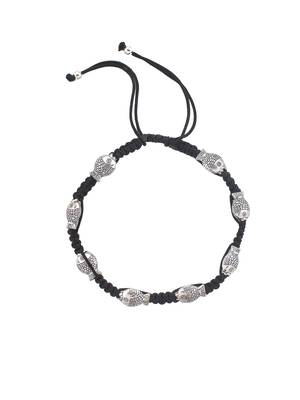 Silver plated fish charm & beded thered anklet 4