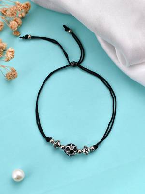 Silver plated oxidised  boll beded thered anklet 2