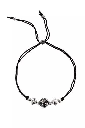 Silver plated oxidised  boll beded thered anklet