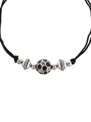 Silver plated oxidised  boll beded thered anklet 4