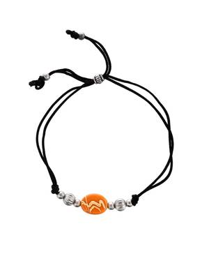 Orange  beeded & charm black threaded  anklet 3
