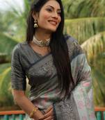 Koram Turqoise Kanjivaram Soft Silk Weaving Borders Havy Design Saree With Blouse For Women