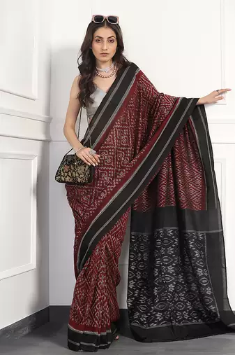 Multicolor  cotton handloom ikat saree