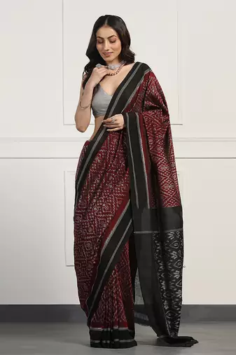Multicolor  cotton handloom ikat saree