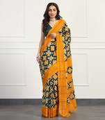 Multicolor  cotton handloom telia rumal double ikat saree