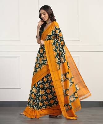 Multicolor  cotton handloom telia rumal double ikat saree 2
