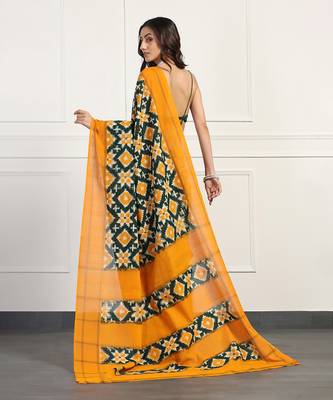Multicolor  cotton handloom telia rumal double ikat saree 4