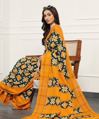 Multicolor  cotton handloom telia rumal double ikat saree 5