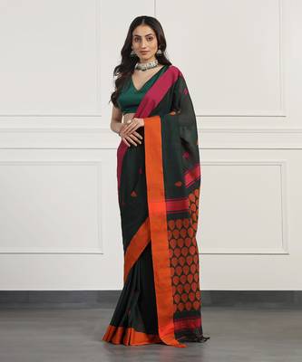 Multicolor  cotton handloom khadi cotton saree 1