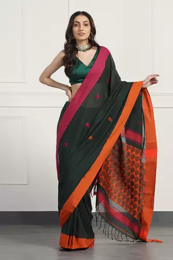 Multicolor  cotton handloom khadi cotton saree