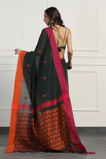 Multicolor  cotton handloom khadi cotton saree